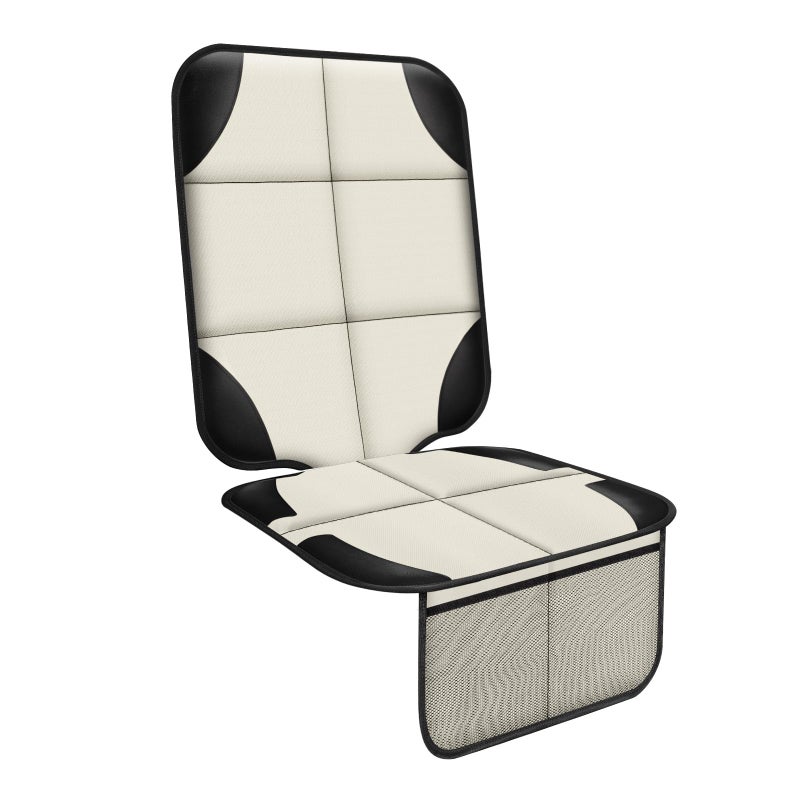 XHYANG Car Seat Protector 1 Pack Car Seat Cushion Mat Thickest Padding,Waterproof 600D Fabric Car Seat Covers for Non-Slip Backing Mesh Pockets for Baby and Pet (Beige, 1 Pc) - Image 1