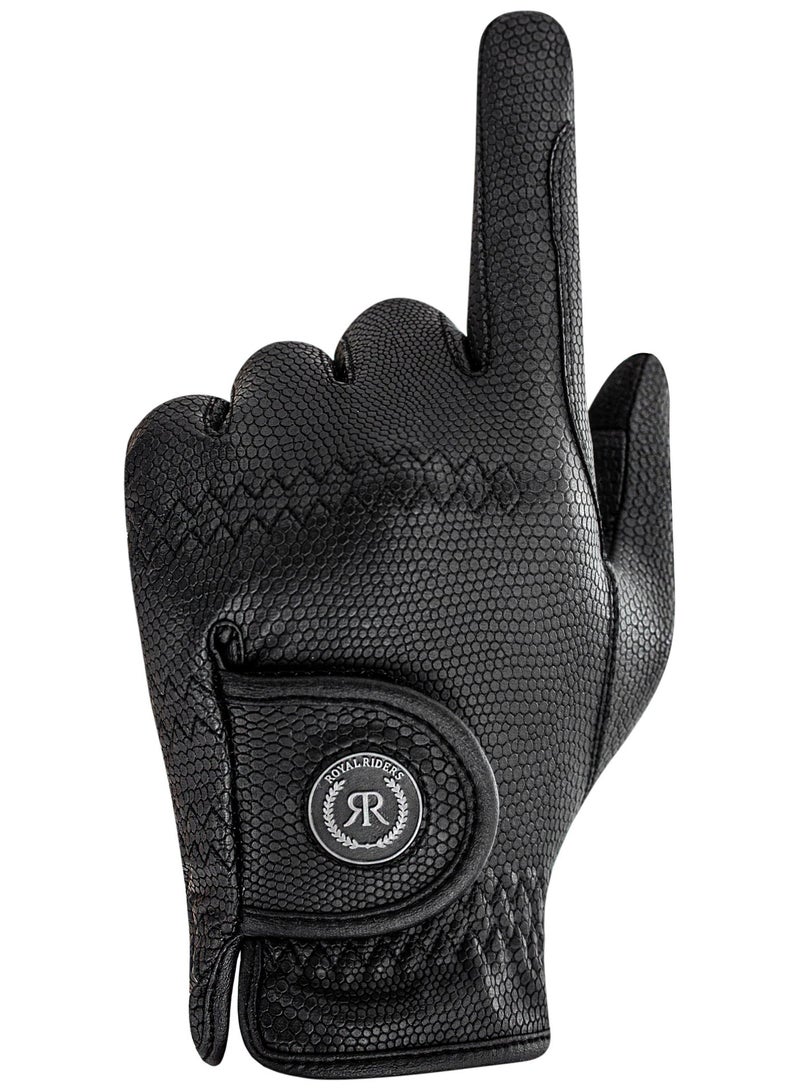 رويال رايدرز ROYAL RIDERS® 0666 Sero-Grip قفازات ركوب الخيل الاحترافية بتقنية Serino-KT للرجال والنساء والأطفال - #10060666 (أسود) - Image 4