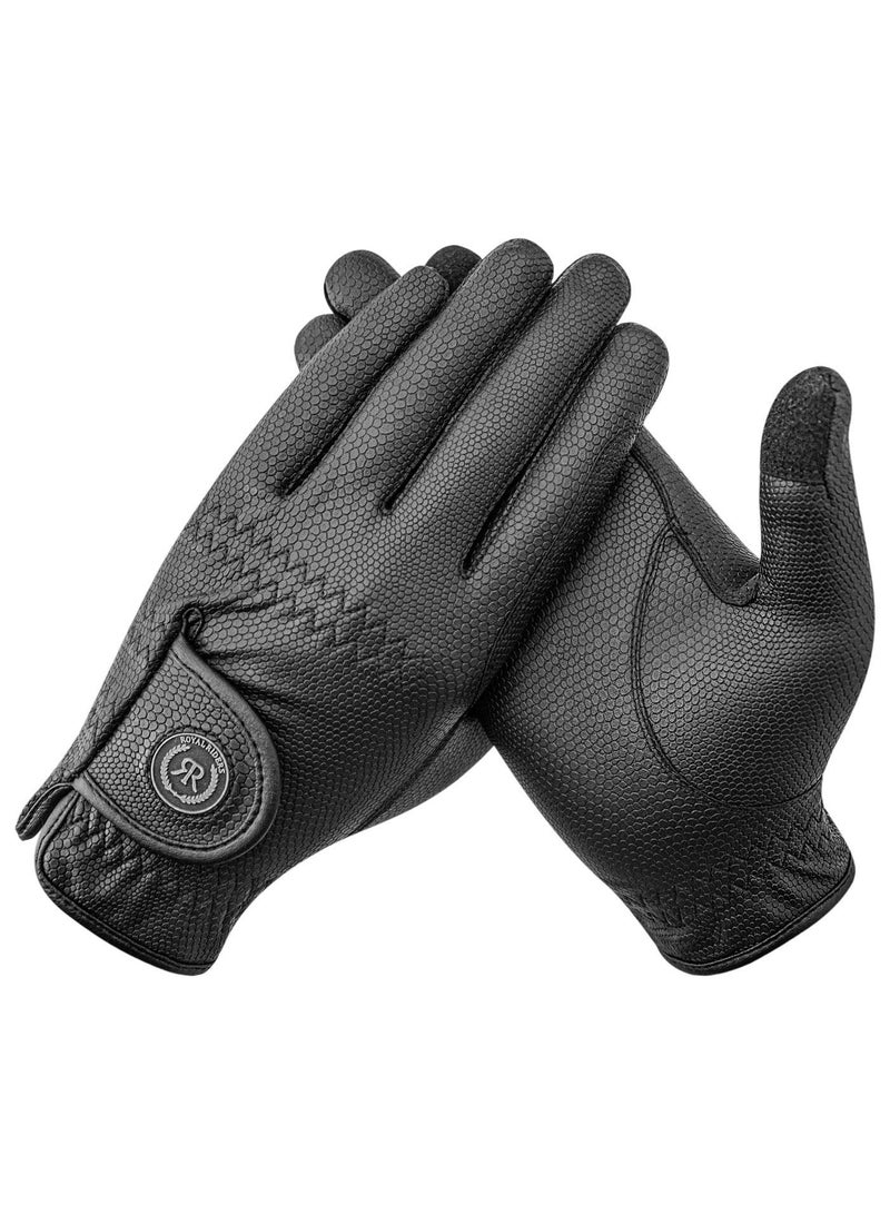 رويال رايدرز ROYAL RIDERS® 0666 Sero-Grip قفازات ركوب الخيل الاحترافية بتقنية Serino-KT للرجال والنساء والأطفال - #10060666 (أسود) - Image 2