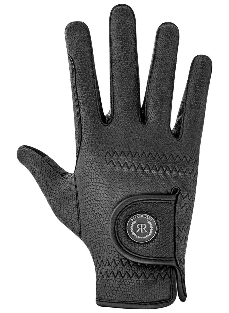 رويال رايدرز ROYAL RIDERS® 0666 Sero-Grip قفازات ركوب الخيل الاحترافية بتقنية Serino-KT للرجال والنساء والأطفال - #10060666 (أسود) - Image 3