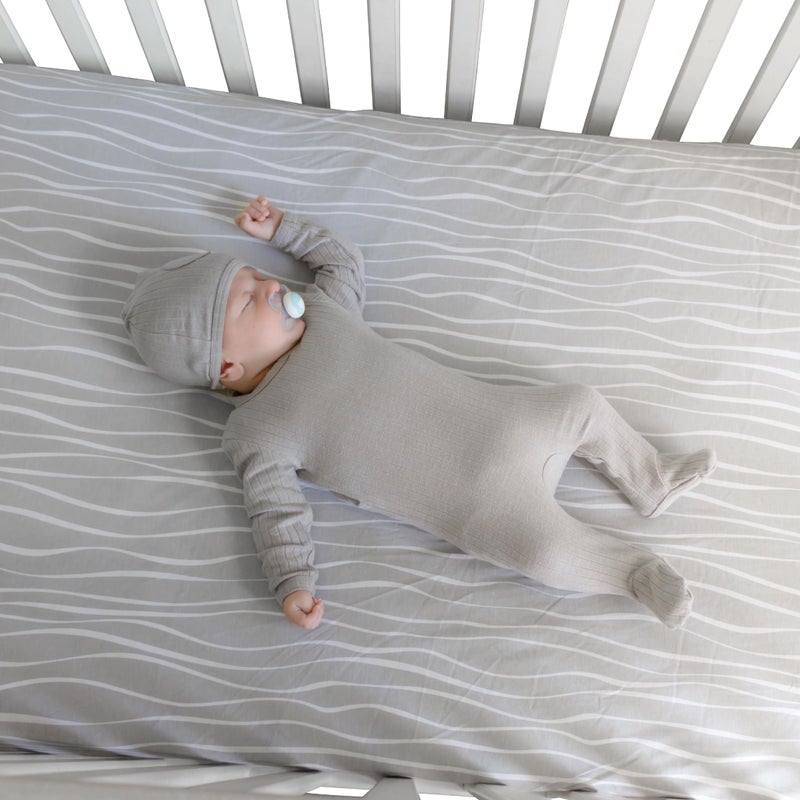 Ely's & Co. Crib Sheet Set | Toddler Sheet Set 2 Pack 100% Jersey Cotton Grey and White Abstract Stripes and Dots by Ely's & Co - Image 3
