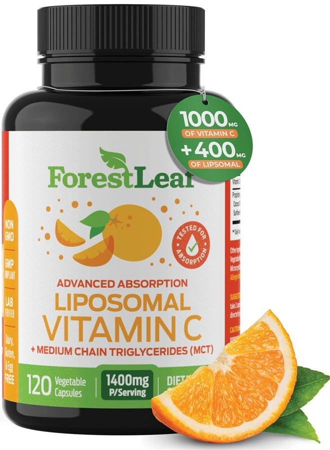 ForestLeaf Liposomal C - 1000mg Capsules - Immune Booster with MCT Oil & Sunflower Lecithin - Superior Absorption - High Dose C (Unflavored - 120 Veg Cap) - Image 1