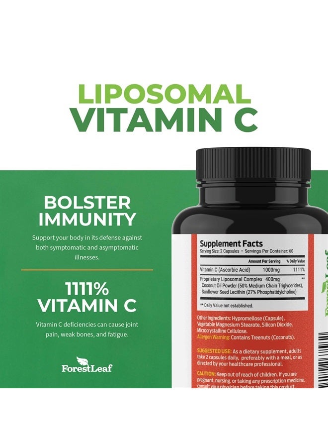 ForestLeaf Liposomal C - 1000mg Capsules - Immune Booster with MCT Oil & Sunflower Lecithin - Superior Absorption - High Dose C (Unflavored - 120 Veg Cap) - Image 3