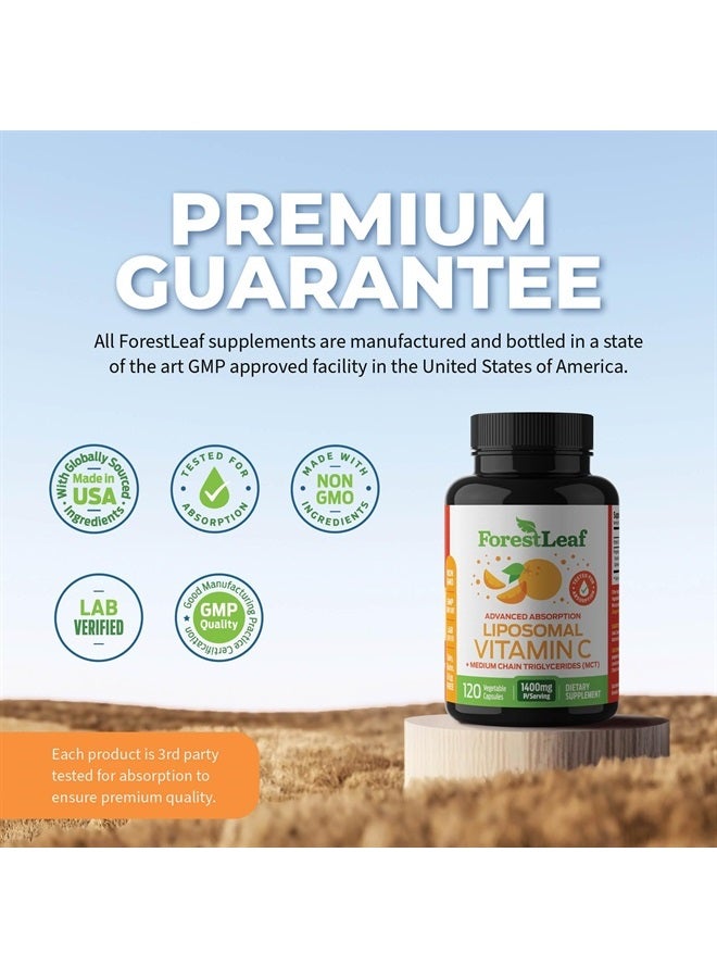 ForestLeaf Liposomal C - 1000mg Capsules - Immune Booster with MCT Oil & Sunflower Lecithin - Superior Absorption - High Dose C (Unflavored - 120 Veg Cap) - Image 4