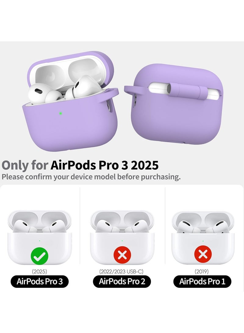 ACLIX AirPods Pro 3 Case (2025), Soft Silicone Protective Case Cover Compatible with Apple AirPods Pro 3rd Generation (USB-C Cable), (Light Purple) - Image 2