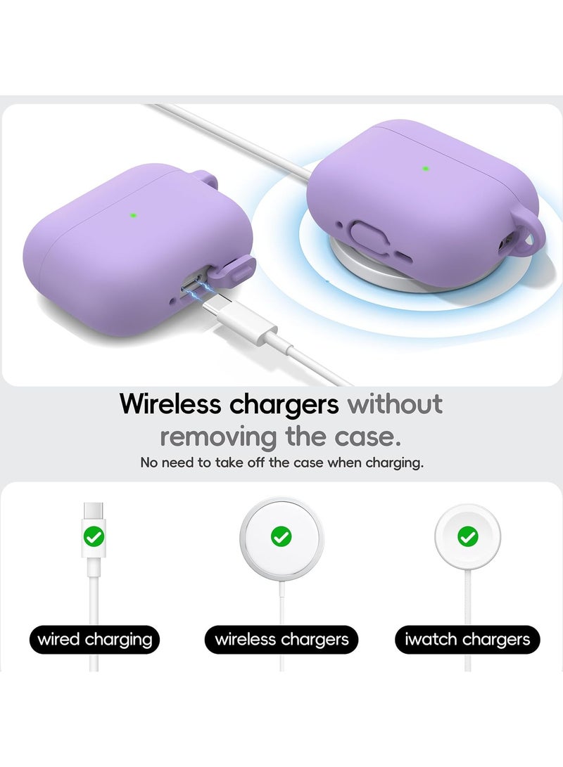 ACLIX AirPods Pro 3 Case (2025), Soft Silicone Protective Case Cover Compatible with Apple AirPods Pro 3rd Generation (USB-C Cable), (Light Purple) - Image 3
