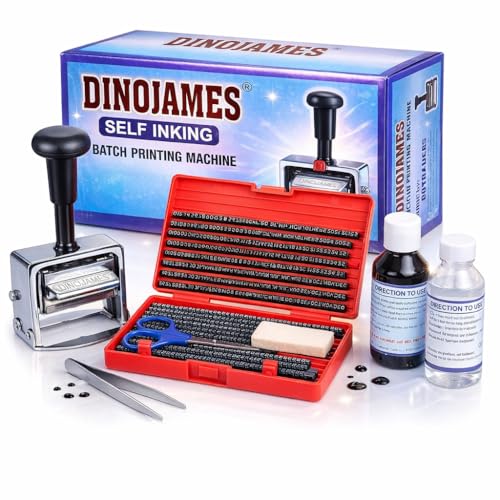 Dinojames Heavy Duty Self Inking Batch Printing Machine, Letter Size -6mm Letter Type - Grooved(Rubber) up to 3 Lines - Image 1