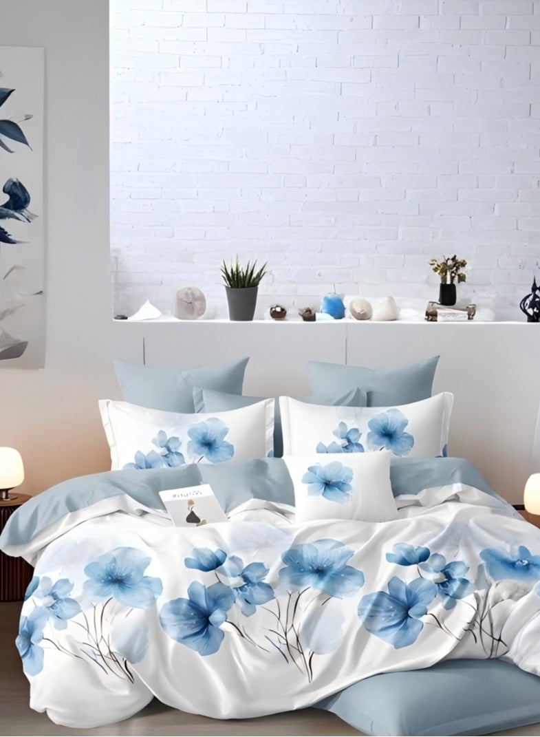 Duoduo home طقم غطاء لحاف ملكي جديد، 6 قطع مع غطاء لحاف 220×240 سم و1 ملاءة مشدودة و4 أغطية وسائد