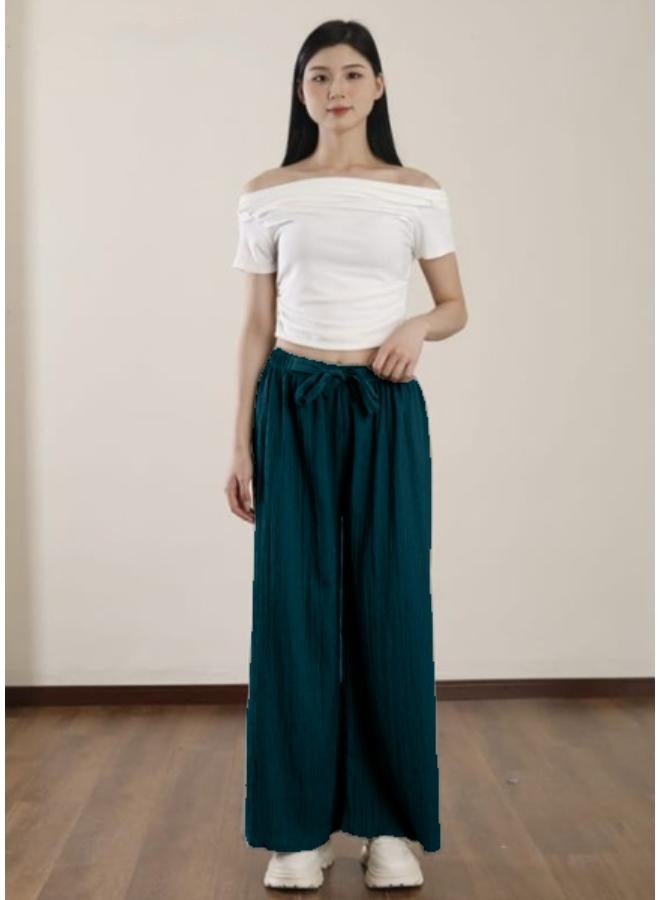 السراويل واسعة الساق عارضة السراويل فضفاضة عالية الخصر لفصل الربيع والصيف الملابس النسائية KU366 - Image 3