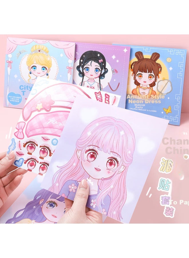 Kaba Bear Kabaxiong كتاب ملصقات التنكر، كتاب ألعاب أميرة كرتون لطيف، لعبة تعليمية للفتيات، مجموعة فتيات حلوة ورائعة - Image 2