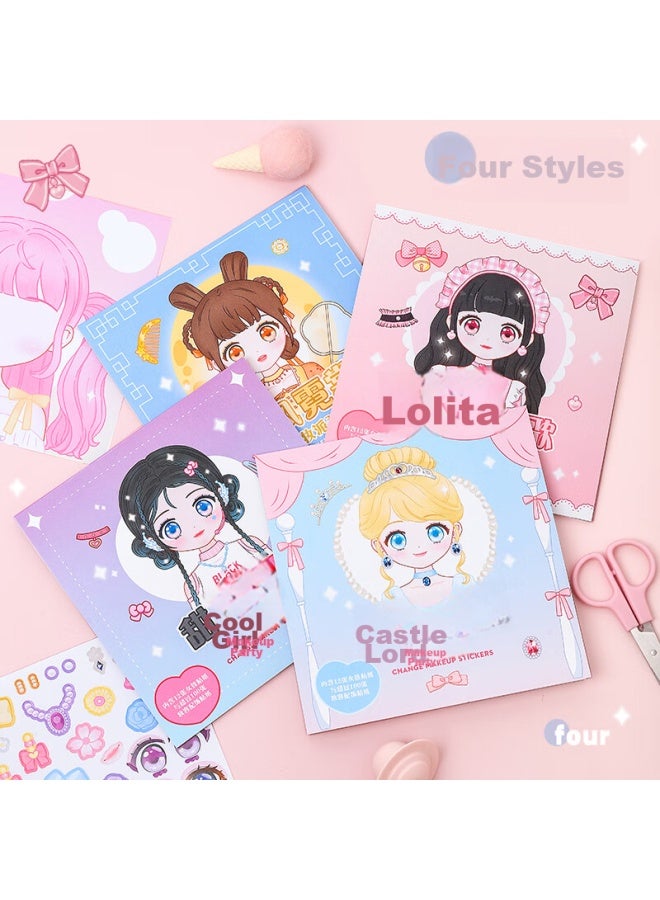 Kaba Bear Kabaxiong كتاب ملصقات التنكر، كتاب ألعاب أميرة كرتون لطيف، لعبة تعليمية للفتيات، مجموعة فتيات حلوة ورائعة - Image 3
