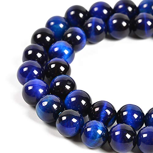 Nancybeads 45pcs 8mm Natural Sapphire Tiger's Eye Gemstone Round Spacer Loose Stone Beads for Jewelry Making 15.5" 1 Strand (Sapphire Tiger's Eye, 8mm 45Beads) - Image 1