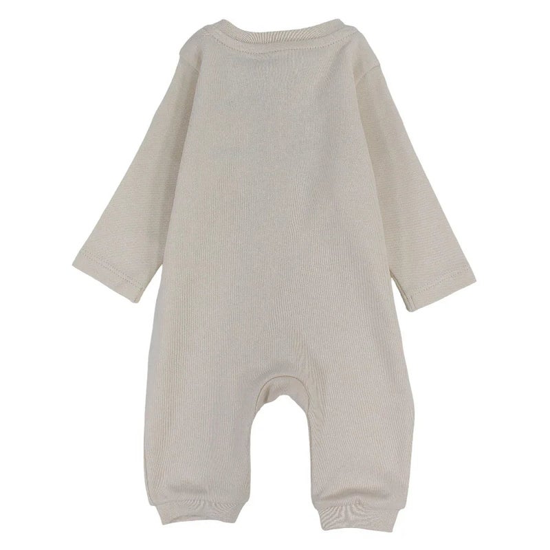 Pompelo Baby Boys Cotton Footless Onesie – Beige with a Lion Head Design - Image 2