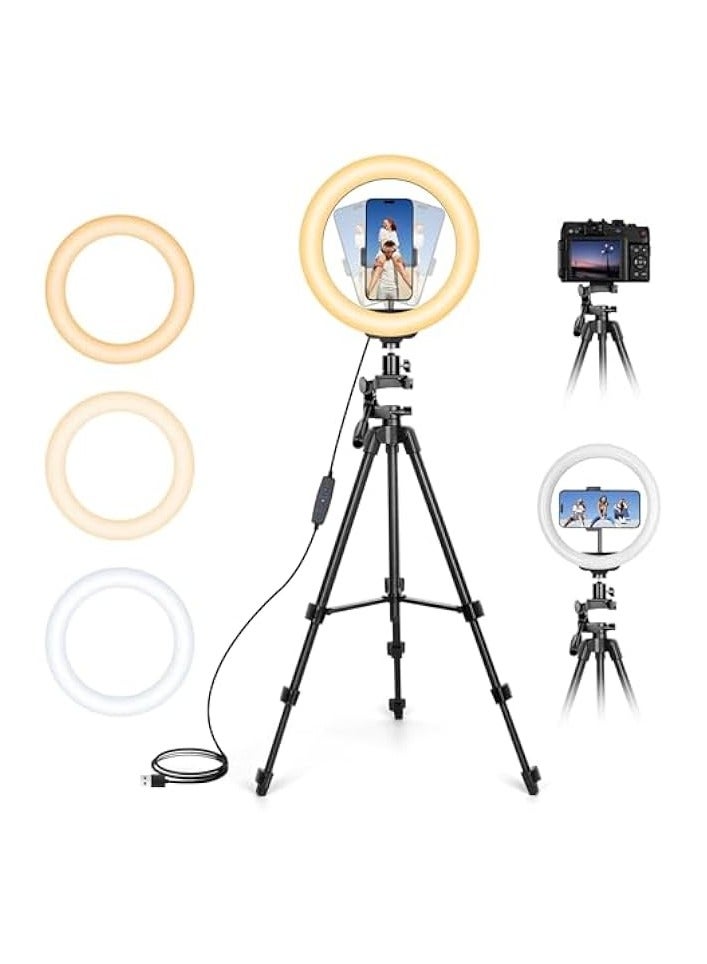 erorex Ring Light with Tripod Stand, 10.2'' Ringlight Dimmable Selfie Lights With Remote, Mobile Phone Stand for Video Recording, Video Light Ring for YouTube, Makeup - Image 1