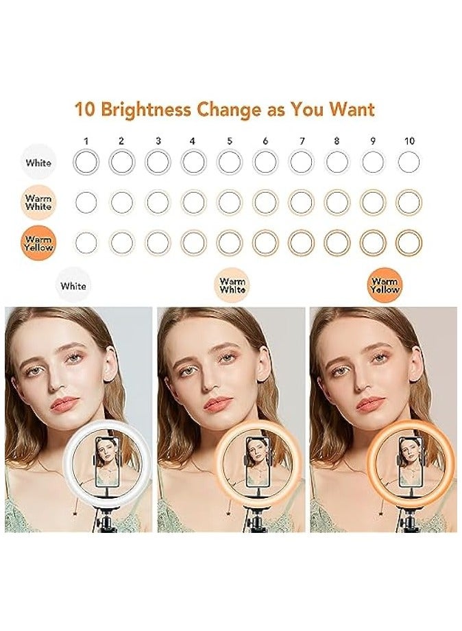 erorex Ring Light with Tripod Stand, 10.2'' Ringlight Dimmable Selfie Lights With Remote, Mobile Phone Stand for Video Recording, Video Light Ring for YouTube, Makeup - Image 2