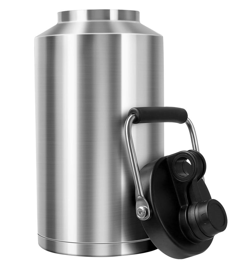 GAGANIU Insulated Water Bottle 1 Gallon Jug with Handle 128 oz Stainless Steel Large Water Bottle Wide Mouth Double Vacuum for Hot Cold Drinks Stainless Steel - Image 2