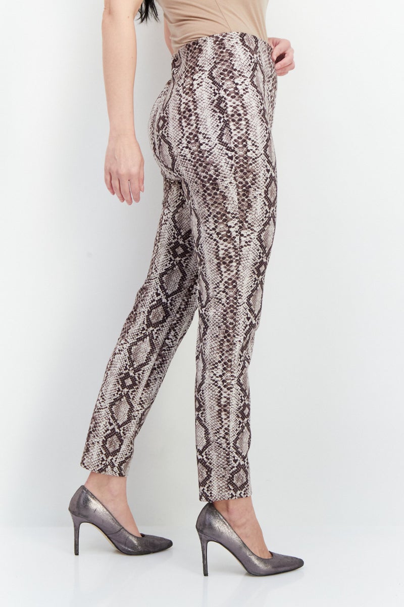 GUESS سروال طباعة حيوانية مناسب للنساء، بني/بيج - Image 3