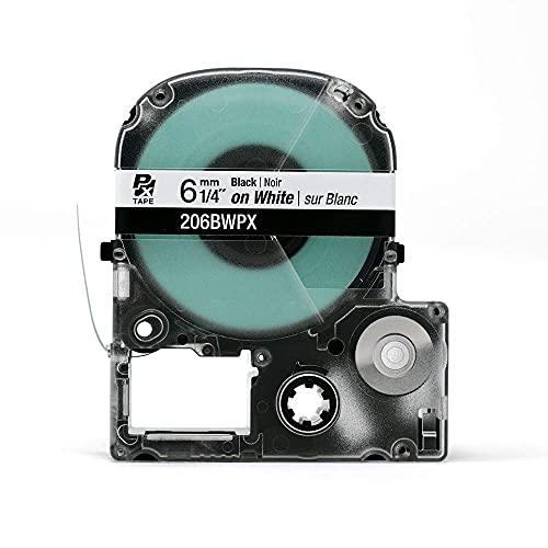 LABELWORKS Epson LABELWORKS 206BWPX Genuine PET (Polyester) Tape Cartridge - Black on White Standard Industrial Label Maker Tape - 1/4" (6MM) Wide, 30 ft - Image 3