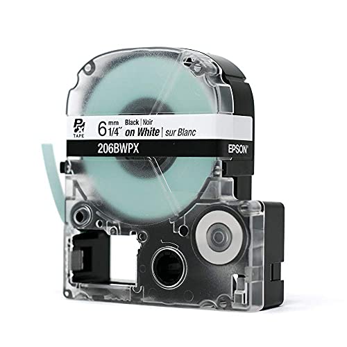 LABELWORKS Epson LABELWORKS 206BWPX Genuine PET (Polyester) Tape Cartridge - Black on White Standard Industrial Label Maker Tape - 1/4" (6MM) Wide, 30 ft - Image 4