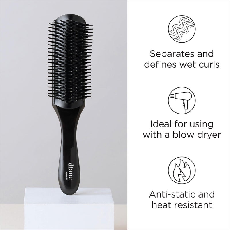 Diane Nylon Pin Styling Hairbrush for Detangling, Separating, Shaping, and Defining Wet or Curly Hair, Heat-Resistant, Anti-Static, Hair Care Essential, Black - Image 2
