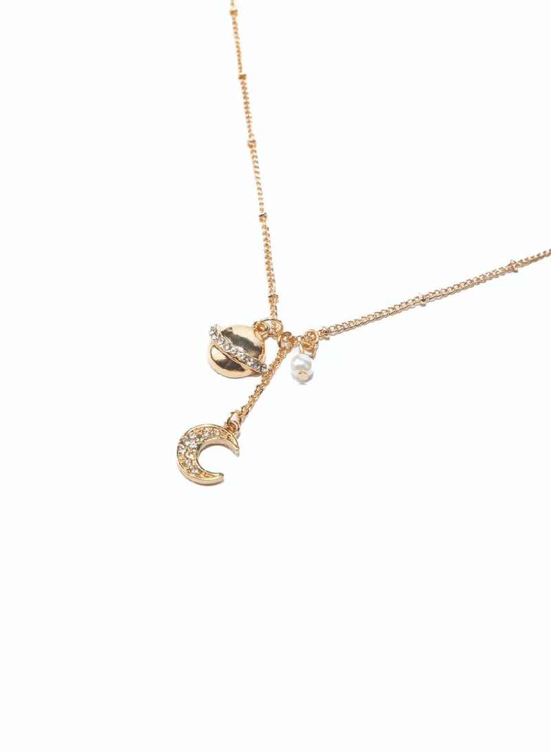 AMICA To the Moon & To Saturn - Drop Charm Pendant Necklace