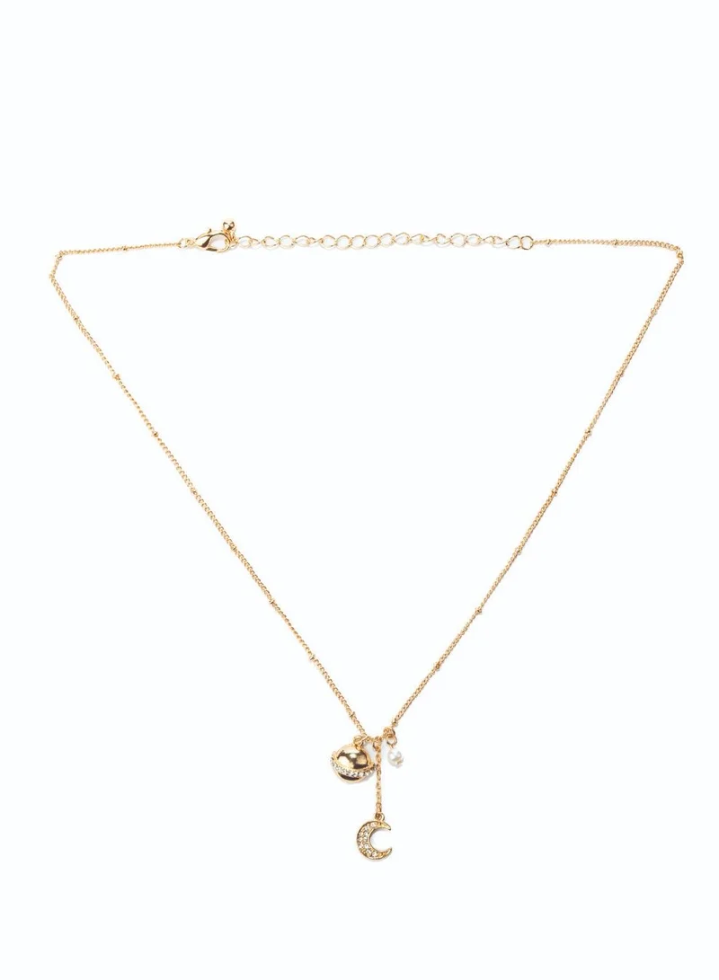 AMICA To the Moon & To Saturn - Drop Charm Pendant Necklace