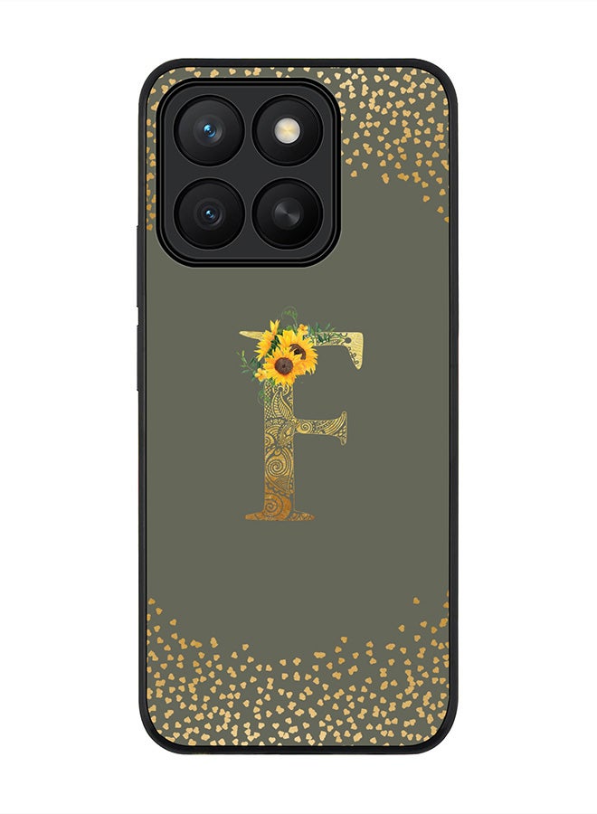 Stylizedd For Honor X8c Case,Slim fit Camera Protection, Shockproof Thin Phone cover  - Custom Floral Monogram - F  (Olive Green )