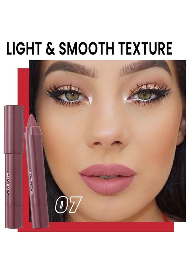 BINGBRUSH - BINGBRUSH Crayon Matte Longwear Lipstick Pack Set,Moisture Smooth Color Stick Ultimate Lip Crayon for Makeup Collection - Waterproof Velvet Lipgloss Lip Stain (07#) - Image 1