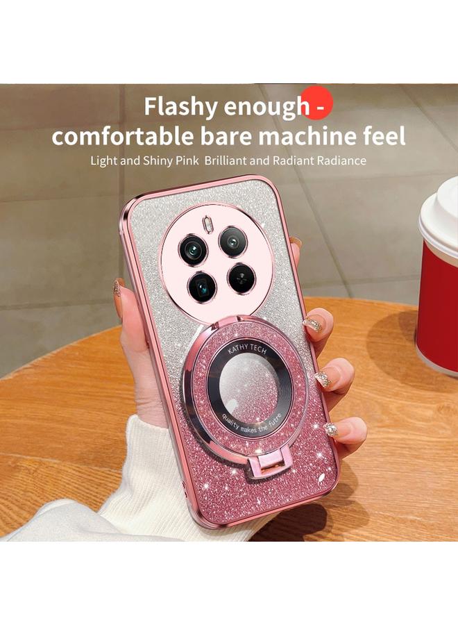 S-TOP Case For Realme 12 Pro+ Plated Gradient Glitter Round Holder TPU Phone Case - Image 3