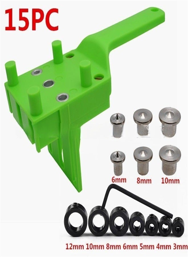 Woodworking Dowel Jig Handheld Jig Drill Bits Wood Drilling Doweling Hole Saw Tools Handheld Drill Guide with Metal Sleeve 