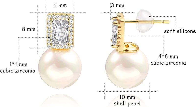 PEARLADA 925 Sterling Silver Hoop Handpicked AAA+ Quality 7.5-8mm White Freshwater Cultured Pearl Dangle Drop Earrings Jewelry for Women - Image 4