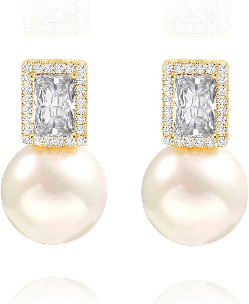 PEARLADA 925 Sterling Silver Hoop Handpicked AAA+ Quality 7.5-8mm White Freshwater Cultured Pearl Dangle Drop Earrings Jewelry for Women - Image 1