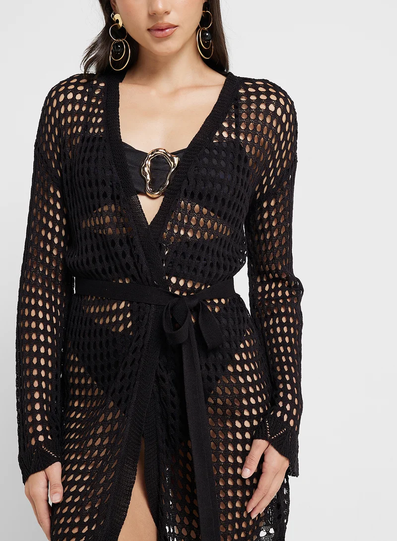 Ginger Crochet Beach Button Down Cover Up