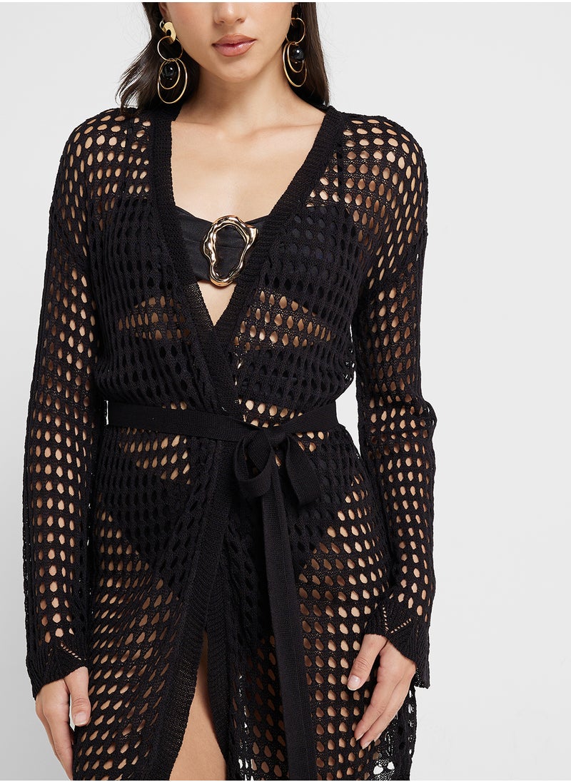 Ginger Crochet Beach Button Down Cover Up  - Image 3