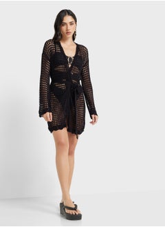 Ginger Crochet Beach Button Down Cover Up  - Image 4