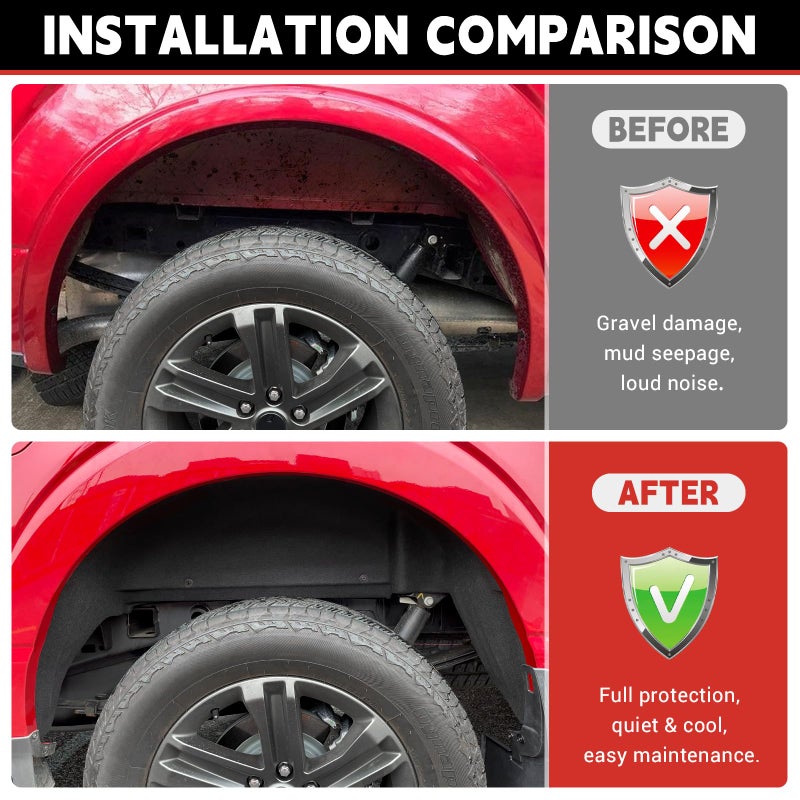 Utiiy Fit for 2021-2025 F150 Wheel Well Liner Rear Wheel Well Guards mud Flaps for 2024 Ford F150 Accessories (Not fit Raptor) - Image 2
