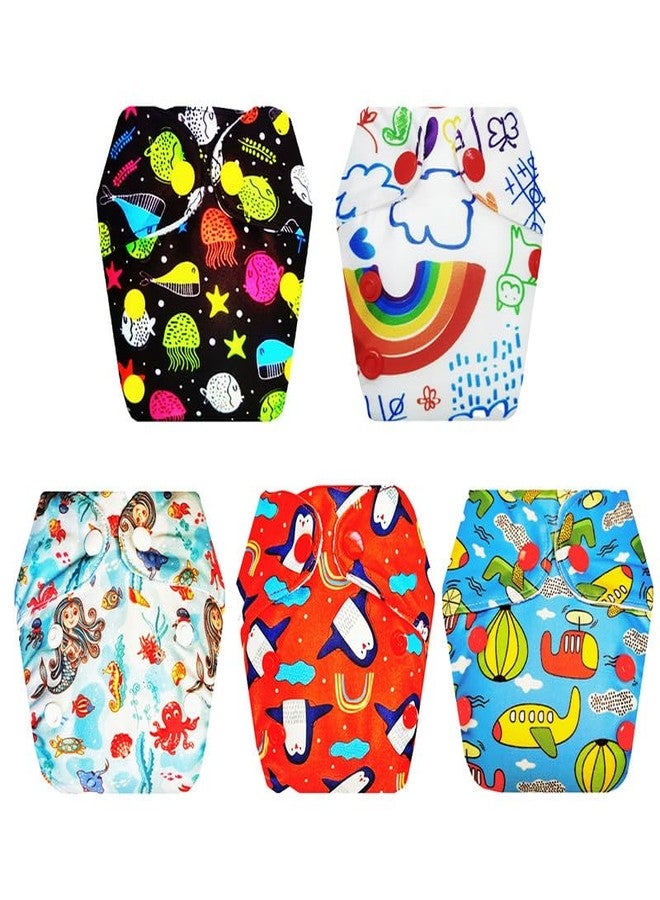 Dumbledo Premium Newborn Cloth Diaper with Integrated Insert (Pack of 5) | Soft & Gentle | Leakproof | Travel Friendly | Ideal for Toddlers | 0 - 4 Months | Unisex Baby - Image 1