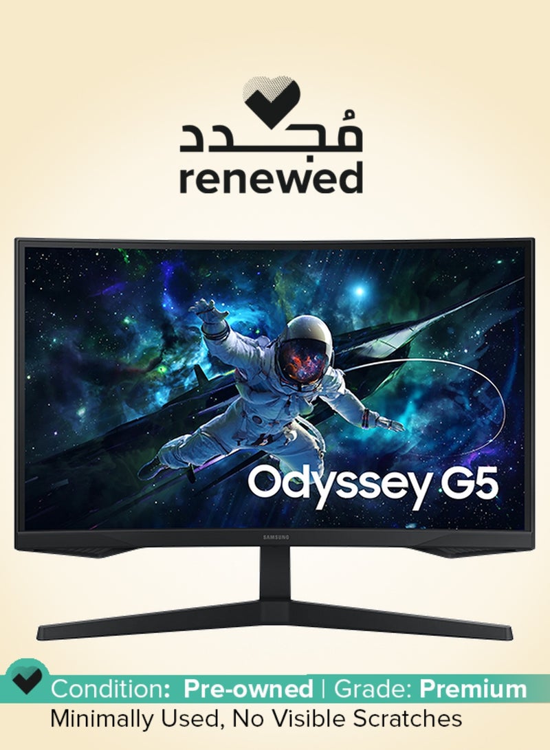 سامسونج Renewed - 27 inch Odyssey G5 Curved Gaming Monitor 2k QHD 2560x1440, HDR10, VA Panel Technology, 1ms Response Time, 165Hz Refresh Rate, AMD Free Sync, Flicker Free - Image 1