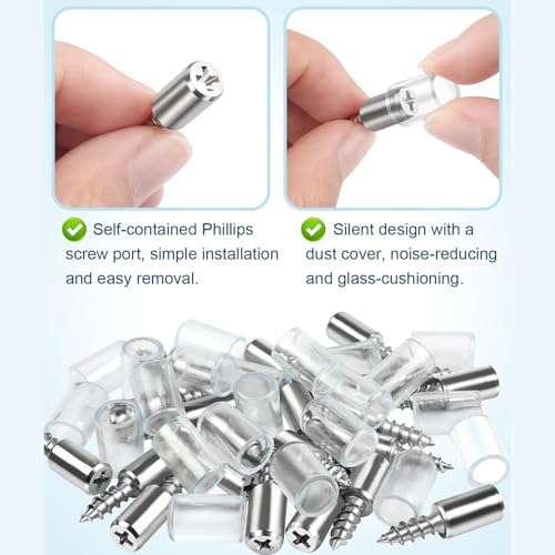 Gozaqe 30 Pcs Shelf Support Pegs,Shelf Pins with Non-Slip Sleeve,Cabinet Shelf Pegs for Kitchen Utensils,Bookcases,Wine Cabinet and Wardrobes,Fixed Support Self-Tapping Cross Screw - Image 3