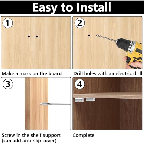 Gozaqe 30 Pcs Shelf Support Pegs,Shelf Pins with Non-Slip Sleeve,Cabinet Shelf Pegs for Kitchen Utensils,Bookcases,Wine Cabinet and Wardrobes,Fixed Support Self-Tapping Cross Screw - Image 5