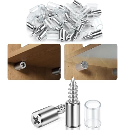 Gozaqe 30 Pcs Shelf Support Pegs,Shelf Pins with Non-Slip Sleeve,Cabinet Shelf Pegs for Kitchen Utensils,Bookcases,Wine Cabinet and Wardrobes,Fixed Support Self-Tapping Cross Screw - Image 1