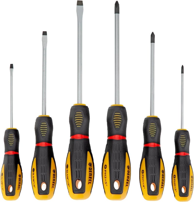 DENZEL Screwdriver Set 6 pcs – Chrome Vanadium Steel with Tri-Lobe Handle, Durable Hand Tools & Workshop Tool Set - Image 1