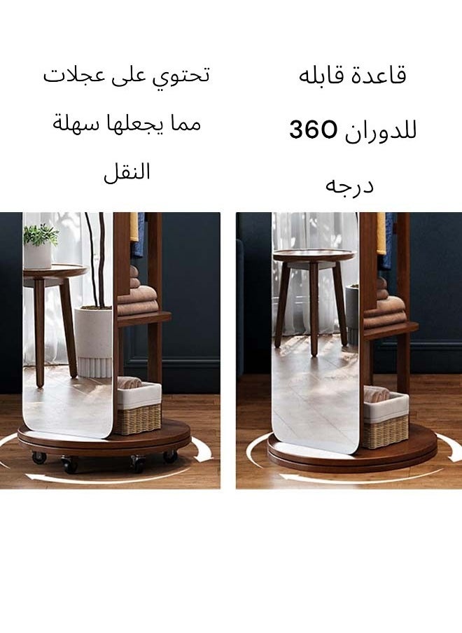 ADDFiT - 3 In 1 Floor Full Length Mirror With Dresser Hanger Assembly And Horizontal Storage Cabinet Solid Wood Jewelry Storage Mirror With Household Rotating Mirror - Image 1
