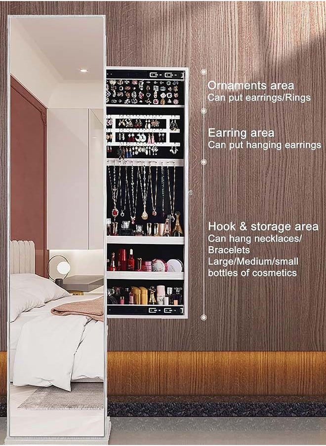 ADDFiT - 3 In 1 Floor Full Length Mirror With Dresser Hanger Assembly And Horizontal Storage Cabinet Solid Wood Jewelry Storage Mirror With Household Rotating Mirror - Image 1