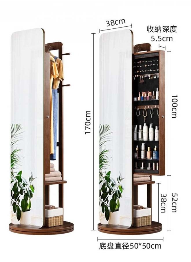 ADDFiT - 3 In 1 Floor Full Length Mirror With Dresser Hanger Assembly And Horizontal Storage Cabinet Solid Wood Jewelry Storage Mirror With Household Rotating Mirror - Image 1