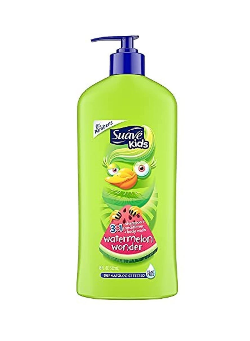 Suave Kids 3in1 Shampoo + Conditioner + Body wash Watermelon Wonder - 532ml (18oz) - Image 1