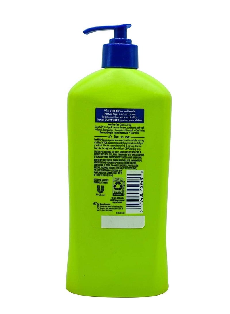 Suave Kids 3in1 Shampoo + Conditioner + Body wash Watermelon Wonder - 532ml (18oz) - Image 2