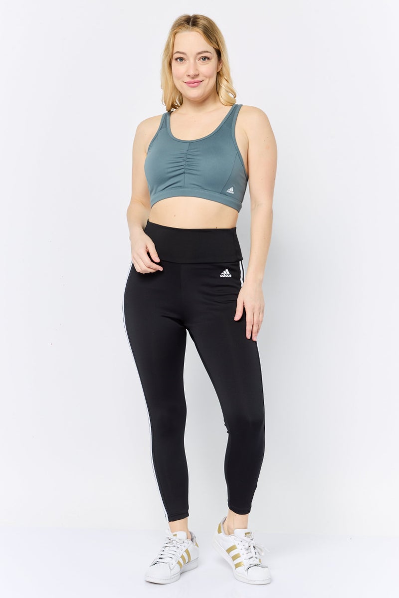 Adidas Women Padded Brand Logo Training Sport Bra, Grey - Image 2