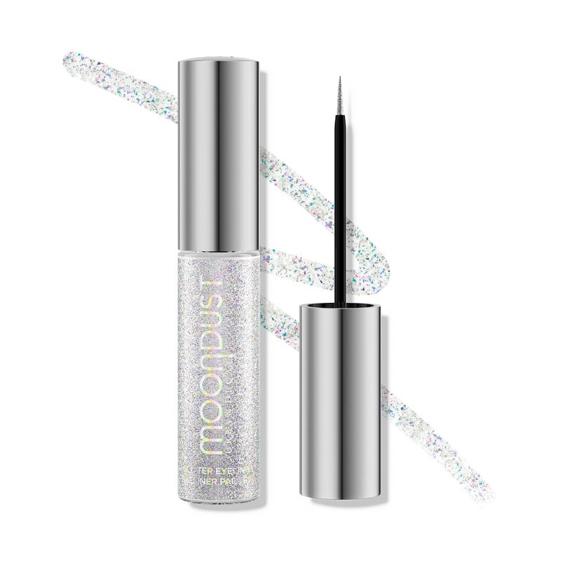 URBAN DECAY Moondust Liquid Glitter Eyeliner (Pyro - Iridescent Silver Glitter), Sparkly Eye Liner, Glitter Eyeshadow Topper, Universal Shimmering Shades, No Fallout - 0.25 fl oz - Image 1