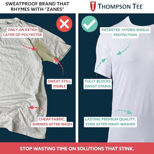 THOMPSON TEE Mens Sweatproof Undershirt Cotton V Neck TShirt with Underarm Sweat Pads Original Fit AluminumFree Alternative White XSmall - Image 3